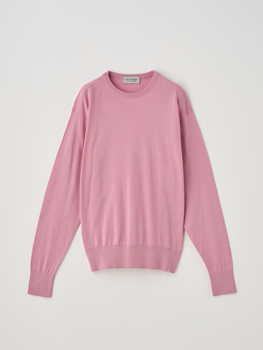 クルーネック長袖コットンニットプルオーバー | EMMA | 30G COMMON FIT 詳細画像 GLASS PINK 1