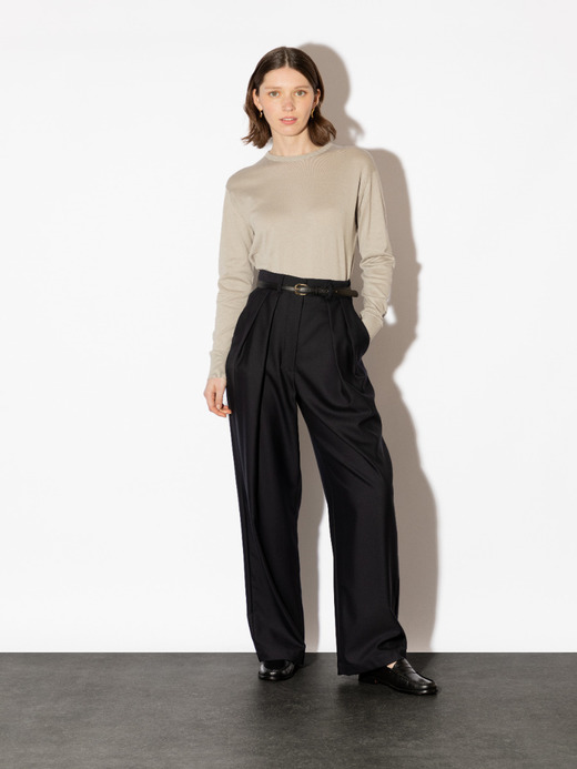 クルーネック長袖コットンニットプルオーバー | EMMA | 30G COMMON FIT 詳細画像 PARCHMENT 3