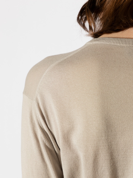 クルーネック長袖コットンニットプルオーバー | EMMA | 30G COMMON FIT 詳細画像 PARCHMENT 4