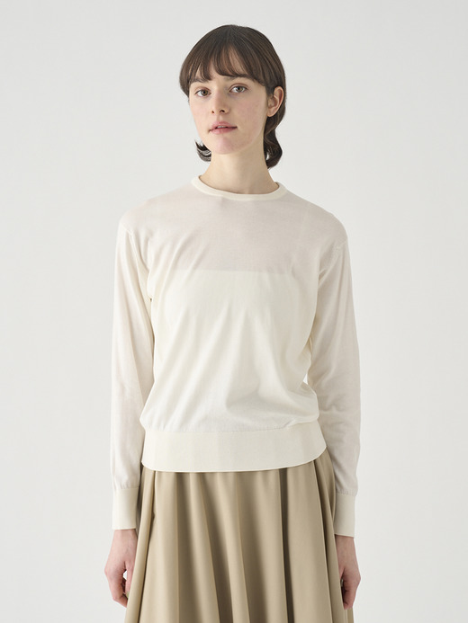 クルーネック長袖コットンニットプルオーバー | EMMA | 30G COMMON FIT 詳細画像 STARCH 1