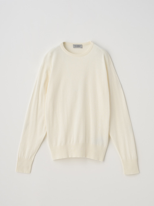 クルーネック長袖コットンニットプルオーバー | EMMA | 30G COMMON FIT 詳細画像 STARCH 2
