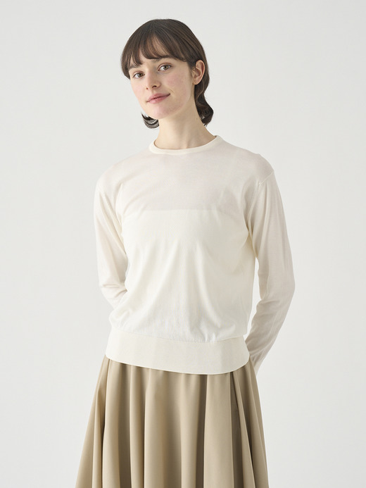 クルーネック長袖コットンニットプルオーバー | EMMA | 30G COMMON FIT 詳細画像 STARCH 3