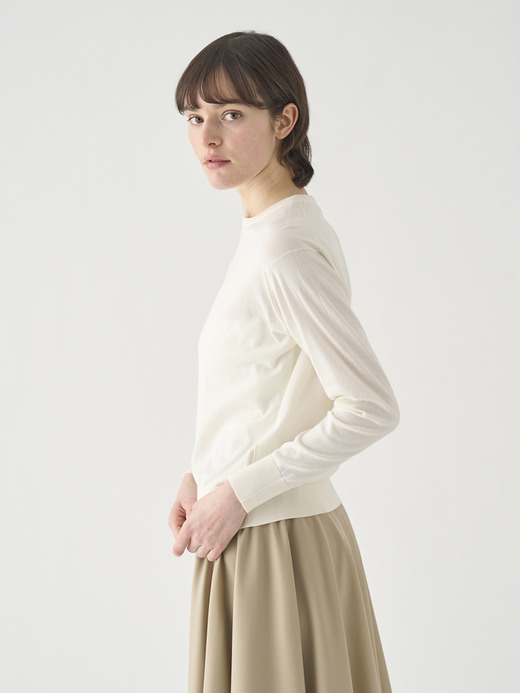クルーネック長袖コットンニットプルオーバー | EMMA | 30G COMMON FIT 詳細画像 STARCH 5