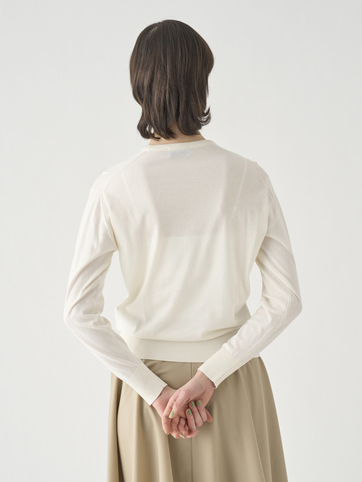 クルーネック長袖コットンニットプルオーバー | EMMA | 30G COMMON FIT 詳細画像 STARCH 7