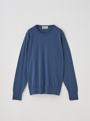 クルーネック長袖コットンニットプルオーバー | EVONNE | 30G MODERN FIT