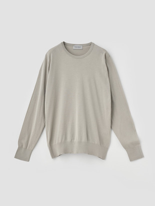 クルーネック長袖コットンニットプルオーバー | EVONNE | 30G MODERN FIT