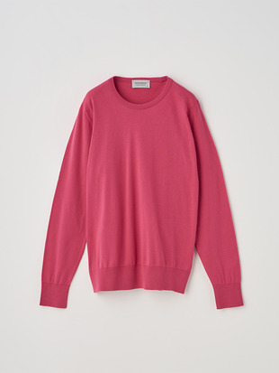 クルーネック長袖コットンニットプルオーバー | EVONNE | 30G MODERN FIT