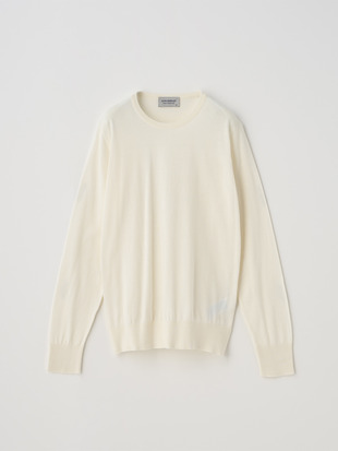 クルーネック長袖コットンニットプルオーバー | EVONNE | 30G MODERN FIT