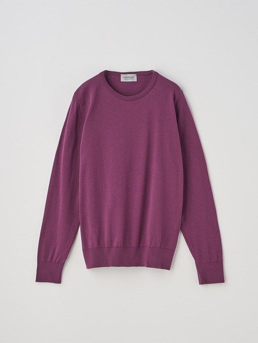クルーネック長袖コットンニットプルオーバー | EVONNE | 30G MODERN FIT 詳細画像 AMARANTH 2
