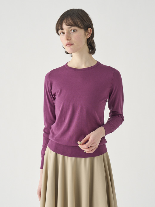 クルーネック長袖コットンニットプルオーバー | EVONNE | 30G MODERN FIT 詳細画像 AMARANTH 3