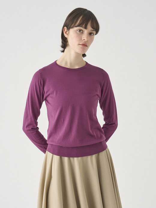 クルーネック長袖コットンニットプルオーバー | EVONNE | 30G MODERN FIT 詳細画像 AMARANTH 5