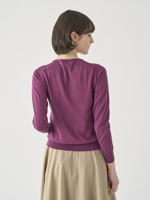 クルーネック長袖コットンニットプルオーバー | EVONNE | 30G MODERN FIT 詳細画像 AMARANTH 7