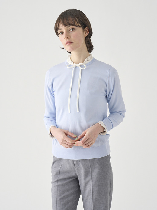 クルーネック長袖コットンニットプルオーバー | EVONNE | 30G MODERN FIT 詳細画像 DEW 3