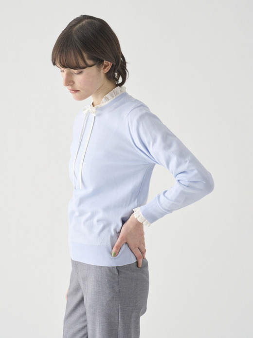 クルーネック長袖コットンニットプルオーバー | EVONNE | 30G MODERN FIT 詳細画像 DEW 4