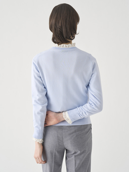 クルーネック長袖コットンニットプルオーバー | EVONNE | 30G MODERN FIT 詳細画像 DEW 5