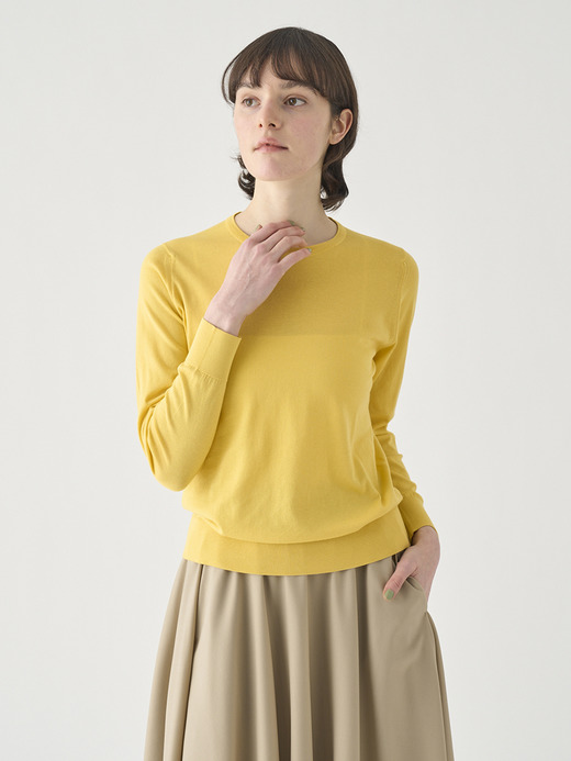 クルーネック長袖コットンニットプルオーバー | EVONNE | 30G MODERN FIT 詳細画像 POLLEN 1