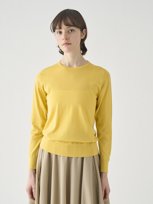 クルーネック長袖コットンニットプルオーバー | EVONNE | 30G MODERN FIT 詳細画像 POLLEN 3