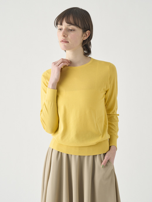 クルーネック長袖コットンニットプルオーバー | EVONNE | 30G MODERN FIT 詳細画像 POLLEN 4