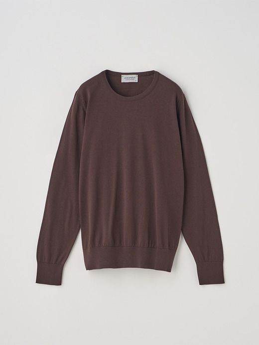 クルーネック長袖コットンニットプルオーバー | EVONNE | 30G MODERN FIT 詳細画像 RAISIN 1
