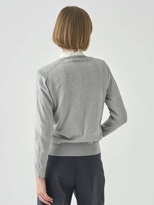 クルーネック長袖コットンニットプルオーバー | EVONNE | 30G MODERN FIT 詳細画像 SILVER 6