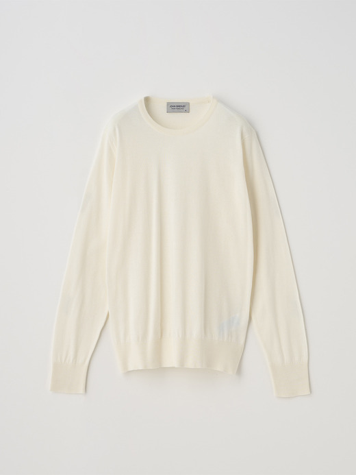 クルーネック長袖コットンニットプルオーバー | EVONNE | 30G MODERN FIT 詳細画像 STARCH 1