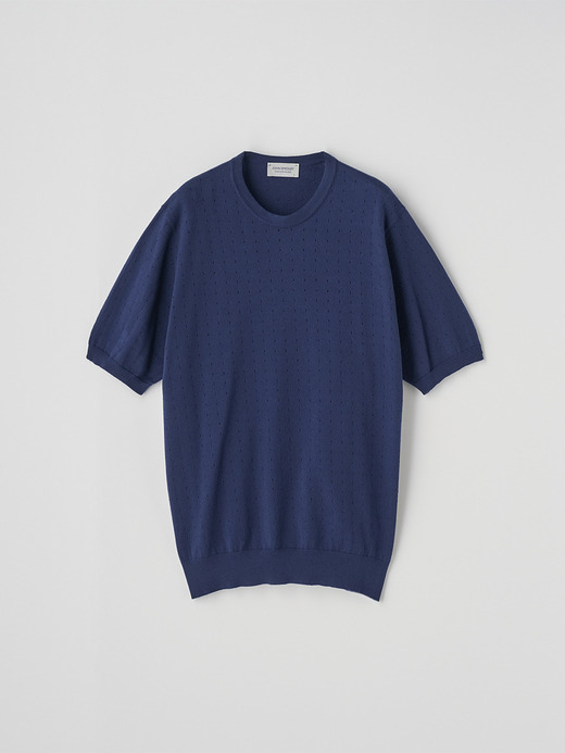 コットン アイレット柄ニットTシャツ | FABIEN | 24G EASY FIT 詳細画像 FRENCH NAVY 2