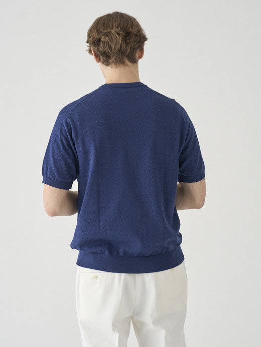 コットン アイレット柄ニットTシャツ | FABIEN | 24G EASY FIT 詳細画像 FRENCH NAVY 6