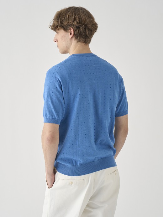 コットン アイレット柄ニットTシャツ | FABIEN | 24G EASY FIT 詳細画像 SKYE BLUE 5
