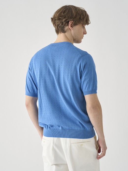 コットン アイレット柄ニットTシャツ | FABIEN | 24G EASY FIT 詳細画像 SKYE BLUE 6
