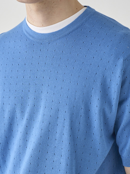 コットン アイレット柄ニットTシャツ | FABIEN | 24G EASY FIT 詳細画像 SKYE BLUE 8