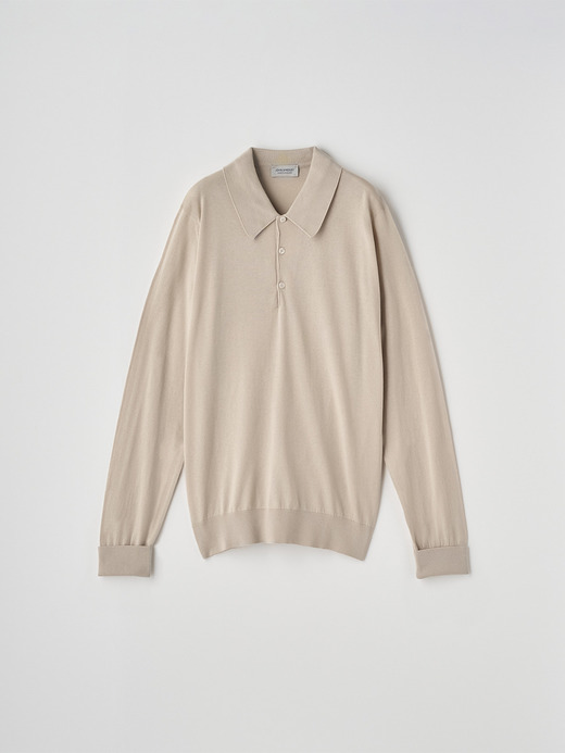 長袖コットンニットクラシックポロシャツ | FINCHLEY | 30G EASY FIT 詳細画像 ALMOND 1