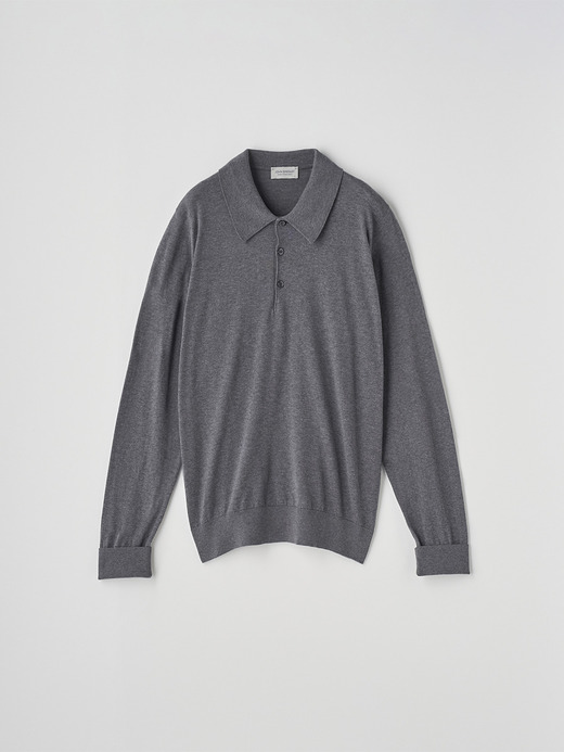 長袖コットンニットクラシックポロシャツ | FINCHLEY | 30G EASY FIT 詳細画像 CHARCOAL 2