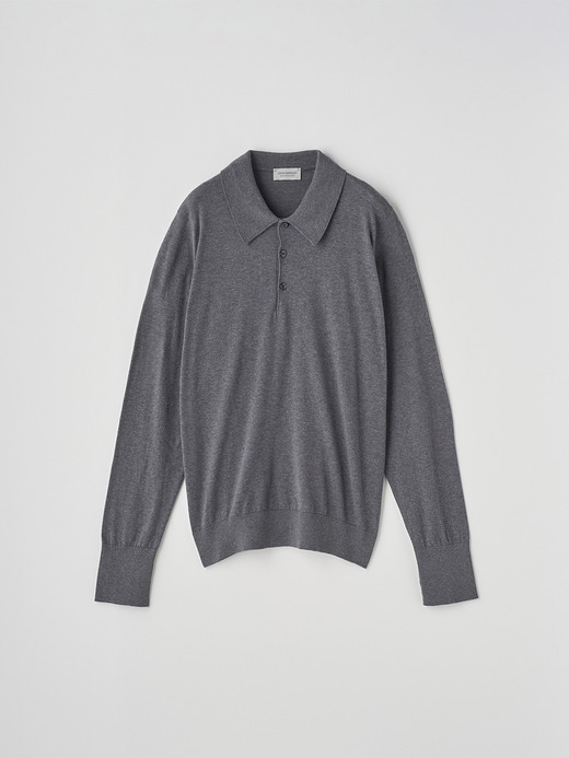 長袖コットンニットクラシックポロシャツ | FINCHLEY | 30G EASY FIT 詳細画像 CHARCOAL 3