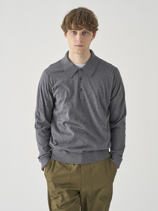 長袖コットンニットクラシックポロシャツ | FINCHLEY | 30G EASY FIT 詳細画像 CHARCOAL 4