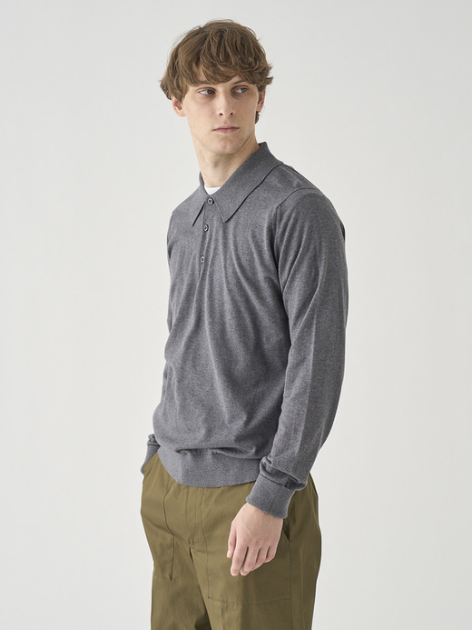 長袖コットンニットクラシックポロシャツ | FINCHLEY | 30G EASY FIT 詳細画像 CHARCOAL 5