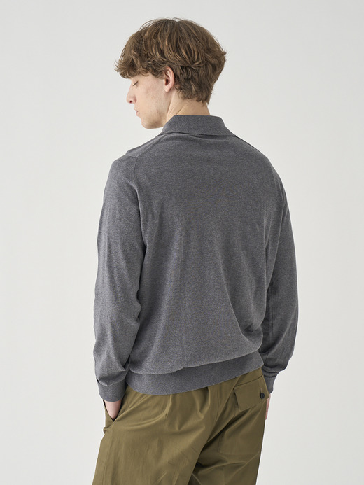 長袖コットンニットクラシックポロシャツ | FINCHLEY | 30G EASY FIT 詳細画像 CHARCOAL 6