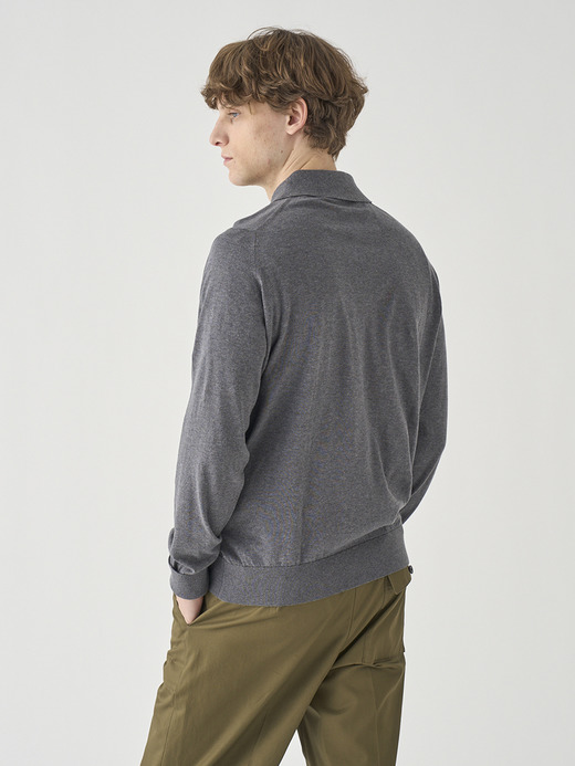 長袖コットンニットクラシックポロシャツ | FINCHLEY | 30G EASY FIT 詳細画像 CHARCOAL 7