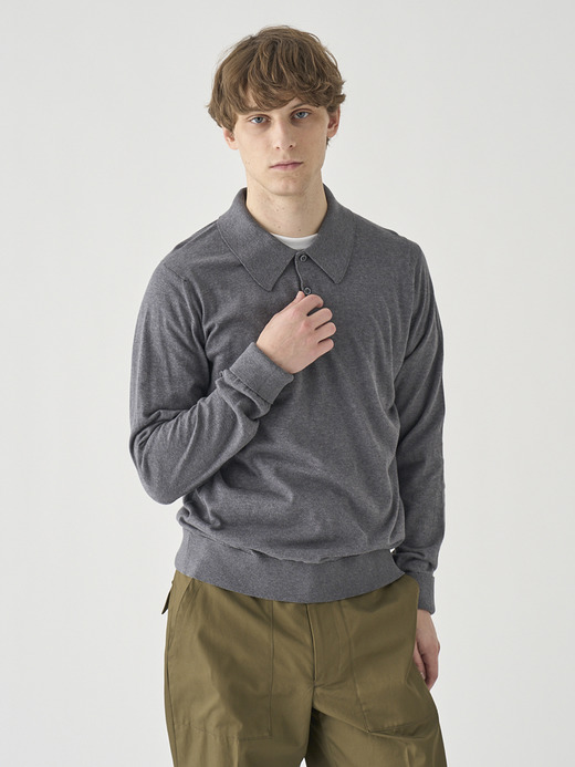 長袖コットンニットクラシックポロシャツ | FINCHLEY | 30G EASY FIT 詳細画像 CHARCOAL 8