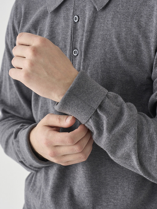 長袖コットンニットクラシックポロシャツ | FINCHLEY | 30G EASY FIT 詳細画像 CHARCOAL 9