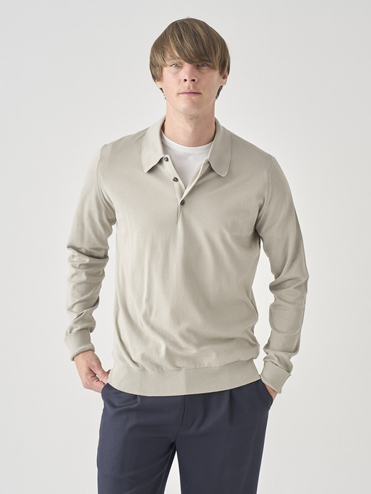 長袖コットンニットクラシックポロシャツ | FINCHLEY | 30G EASY FIT 詳細画像 PARCHMENT 4