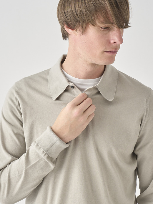 長袖コットンニットクラシックポロシャツ | FINCHLEY | 30G EASY FIT 詳細画像 PARCHMENT 8