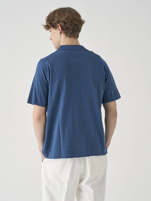 ウェルトヘム半袖コットンニットシャツカーディガン | FOLKE | 30G EASY FIT 詳細画像 DELFT BLUE 7