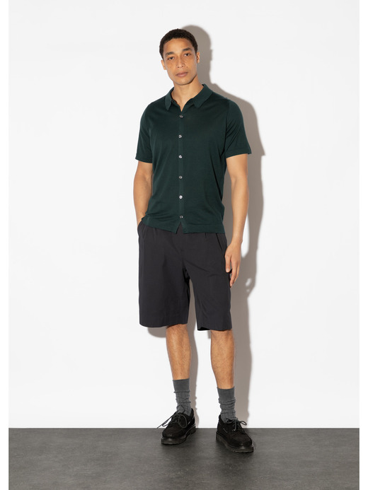 ウェルトヘム半袖コットンニットシャツカーディガン | FOLKE | 30G EASY FIT 詳細画像 RAINFOREST 3