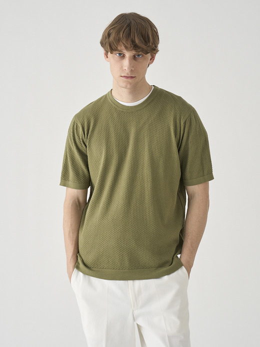 コットン テクスチャニットTシャツ | FORREST | 24G EASY FIT 詳細画像 TARRAGON 1