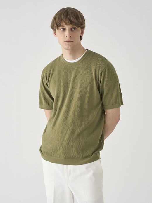 コットン テクスチャニットTシャツ | FORREST | 24G EASY FIT 詳細画像 TARRAGON 3