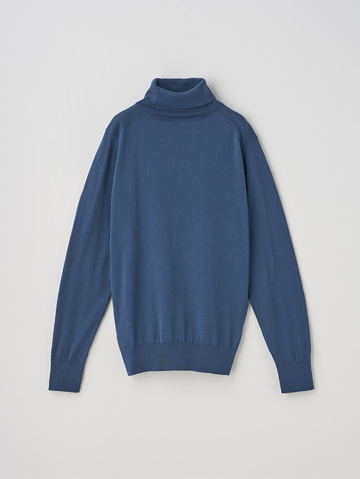 タートルネック長袖コットンニットプルオーバー | FRANCES | 30G MODERN FIT 詳細画像 DELFT BLUE 2