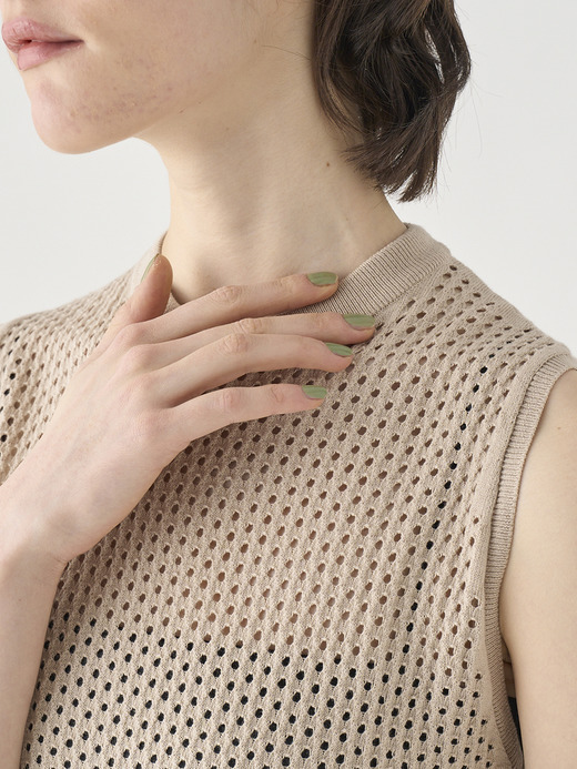 コットン透かしレース編みロングニットワンピース | HERSTON | 24G 詳細画像 ALMOND 10