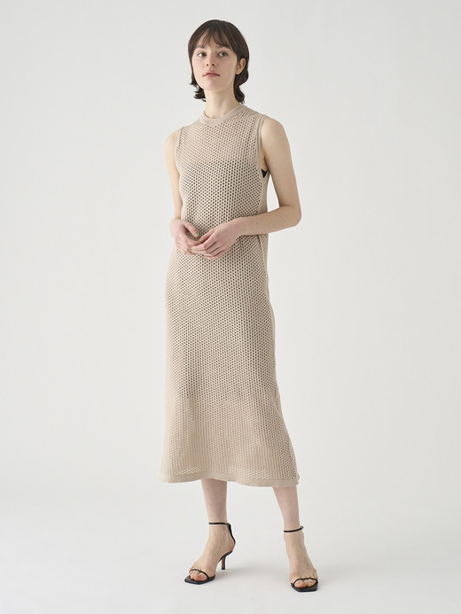 コットン透かしレース編みロングニットワンピース | HERSTON | 24G 詳細画像 ALMOND 5