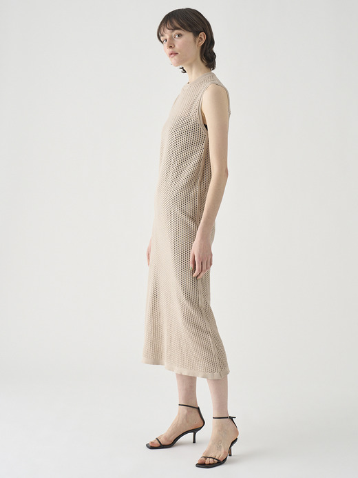 コットン透かしレース編みロングニットワンピース | HERSTON | 24G 詳細画像 ALMOND 7