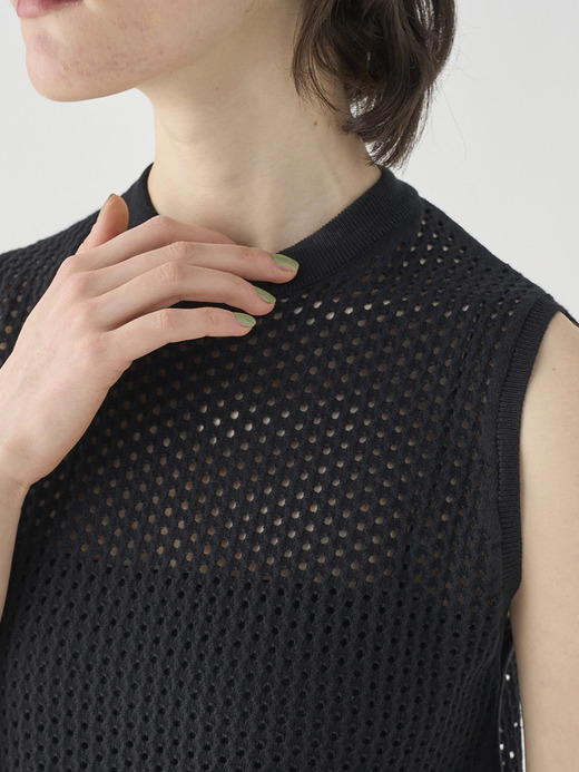 コットン透かしレース編みロングニットワンピース | HERSTON | 24G 詳細画像 BLACK 10